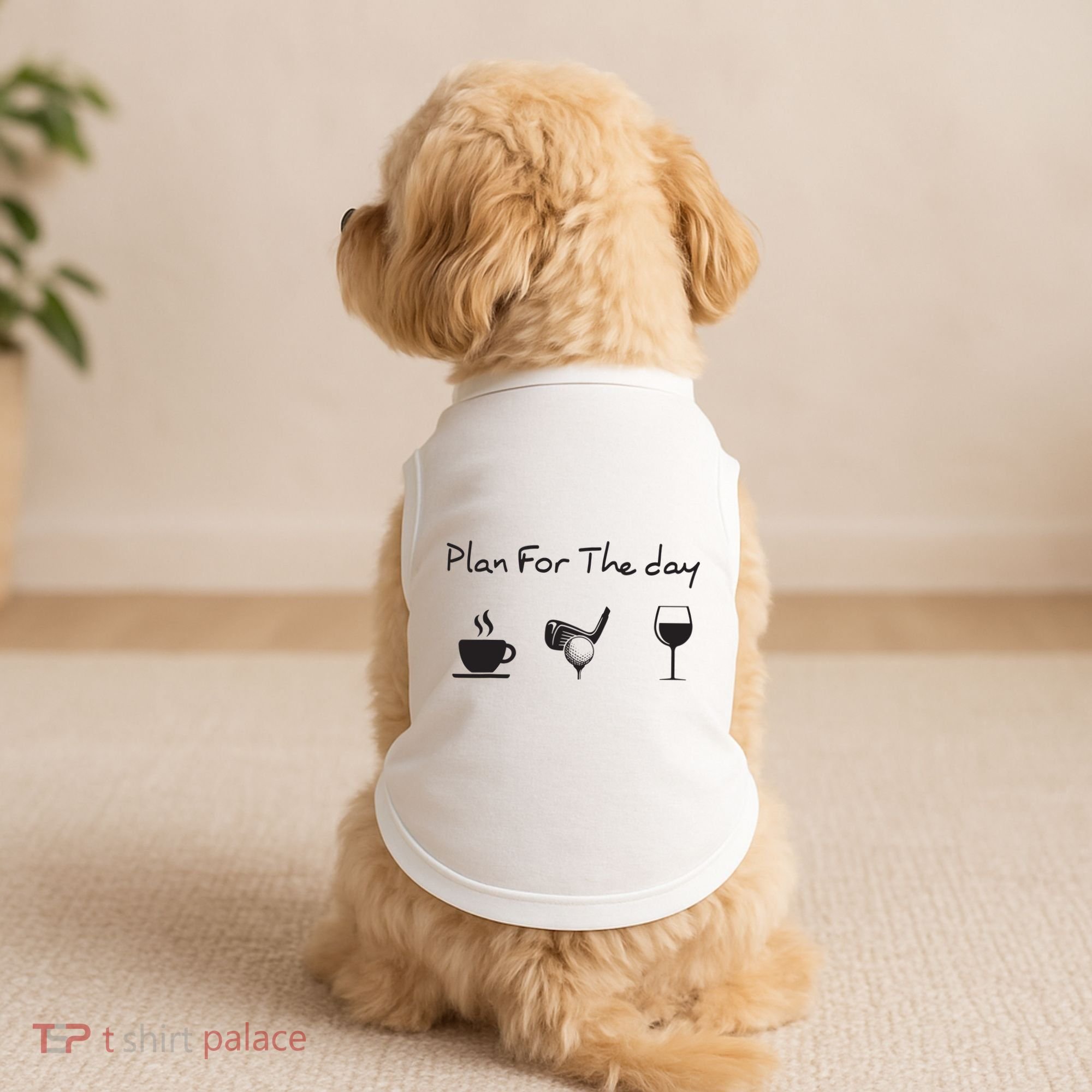 Plan For The Day Coffee Golf Wine Doggie Tank