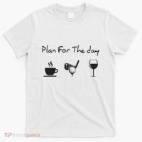 Plan For The Day Coffee Golf Wine T-Shirt thumb 0