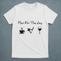 Plan For The Day Coffee Golf Wine T-Shirt thumb 5