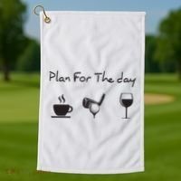 Plan For The Day Coffee Golf Wine Golf Towel thumb 1