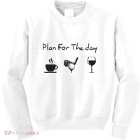 Plan For The Day Coffee Golf Wine Kids Sweatshirt thumb 0