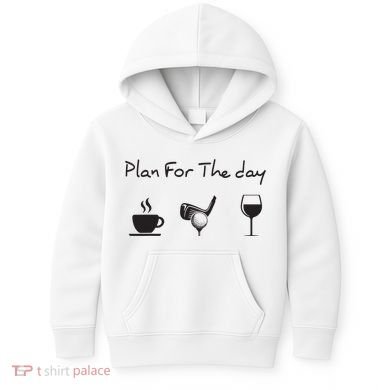 Plan For The Day Coffee Golf Wine Kids Hoodie