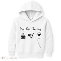 Plan For The Day Coffee Golf Wine Kids Hoodie thumb 0