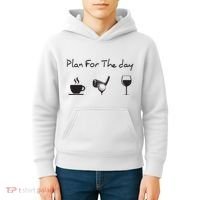 Plan For The Day Coffee Golf Wine Kids Hoodie thumb 4