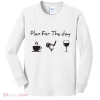 Plan For The Day Coffee Golf Wine Kids Long Sleeve Shirt thumb 0