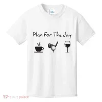 Plan For The Day Coffee Golf Wine Kids T-Shirt thumb 0