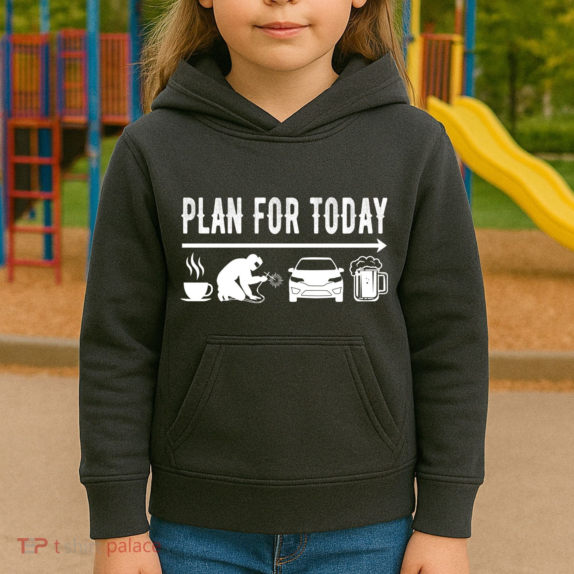 Plan For Today Coffee Welding Cars Beer Kids Hoodie