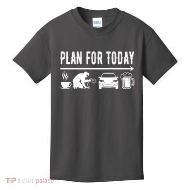 Plan For Today Coffee Welding Cars Beer Kids T-Shirt