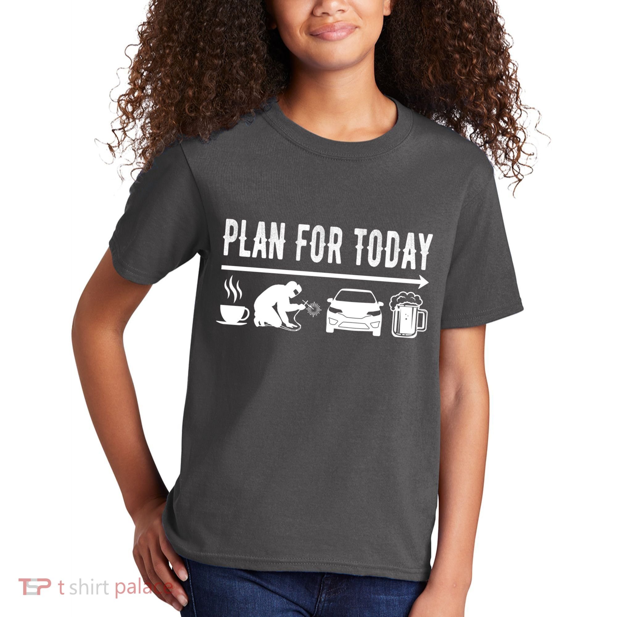 Plan For Today Coffee Welding Cars Beer Kids T-Shirt