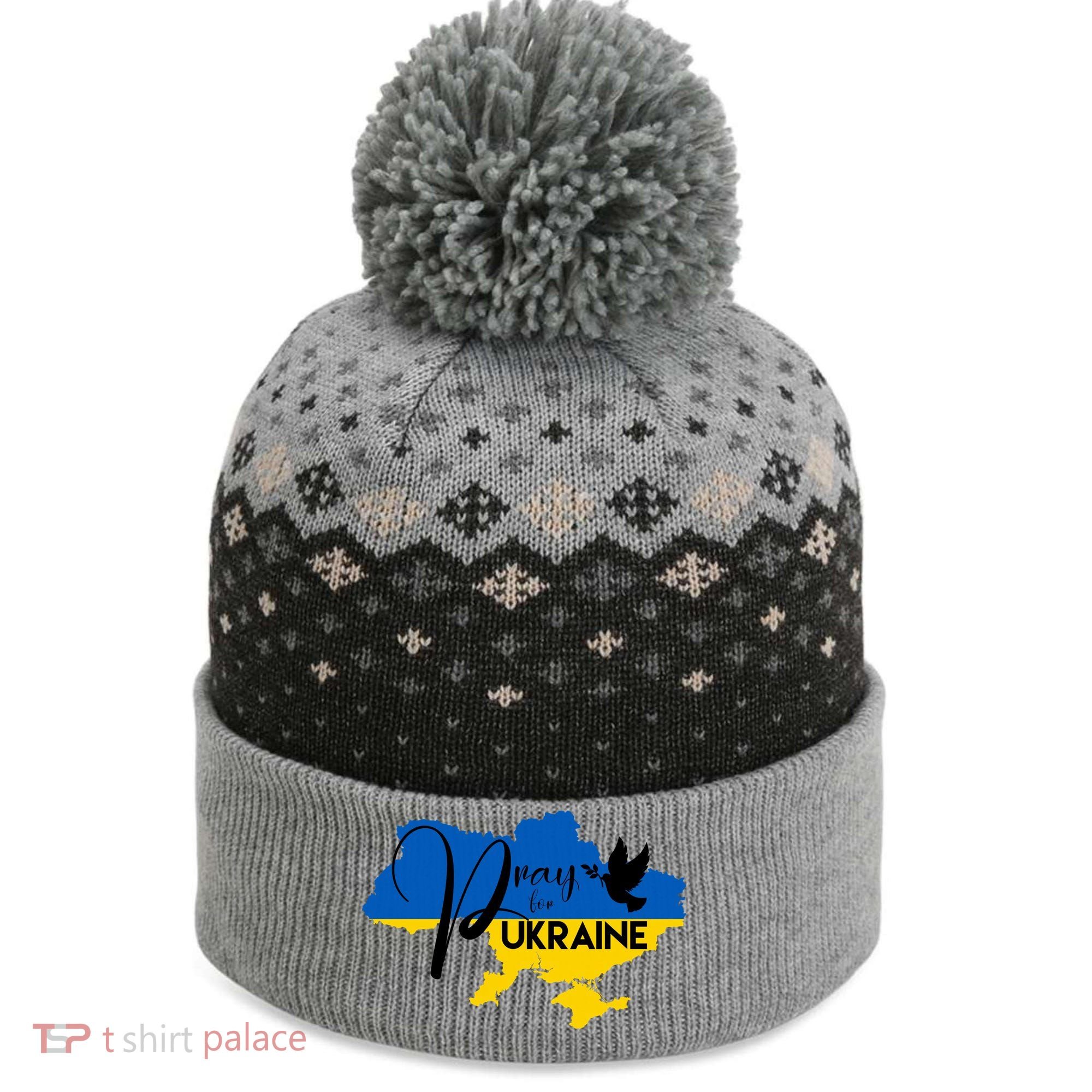 Pray For Ukraine Dove The Baniff Cuffed Pom Beanie