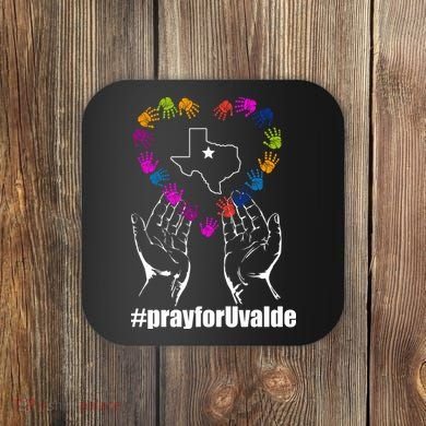 Pray For Uvalde Colorful Handprints Coaster