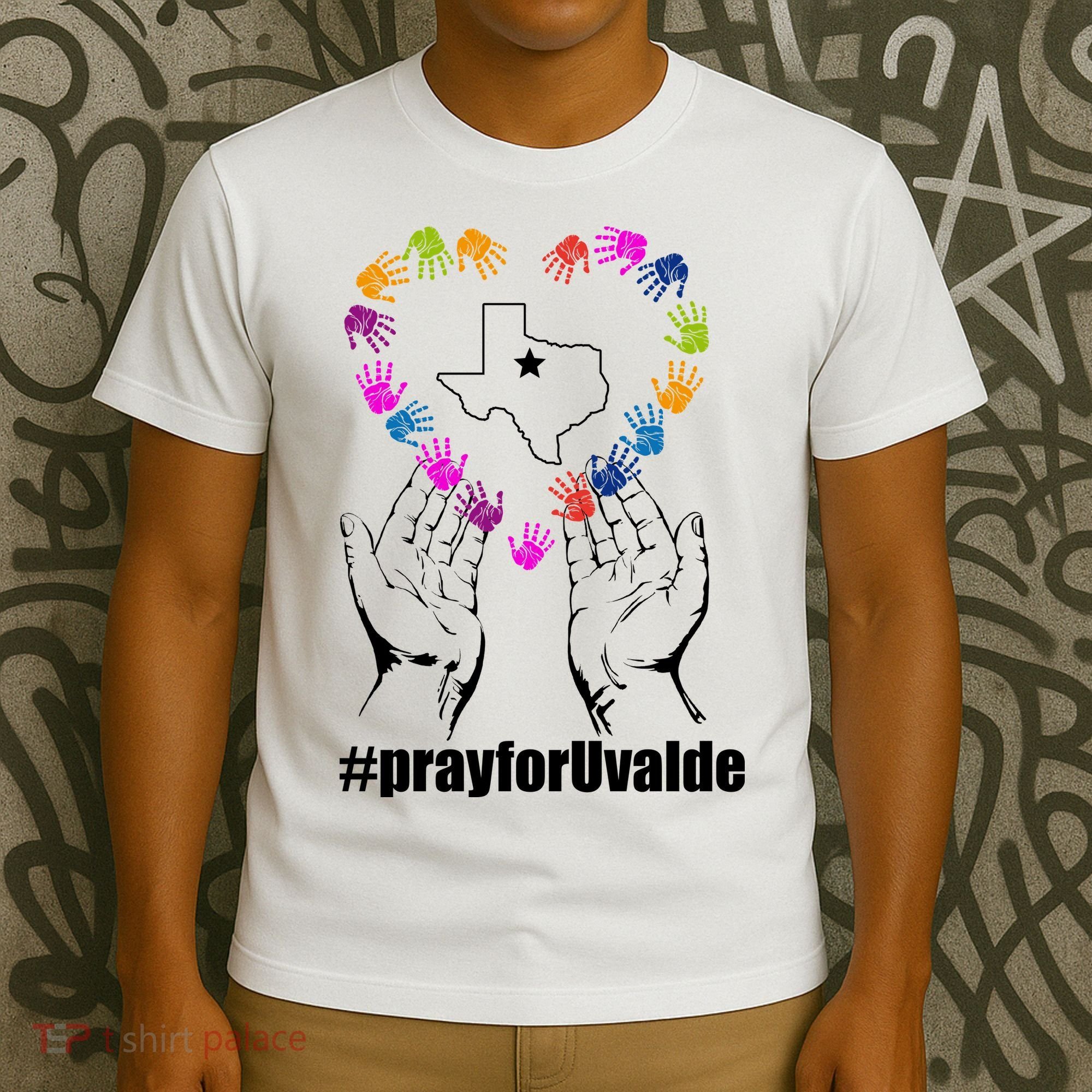 Pray For Uvalde Colorful Handprints T-Shirt