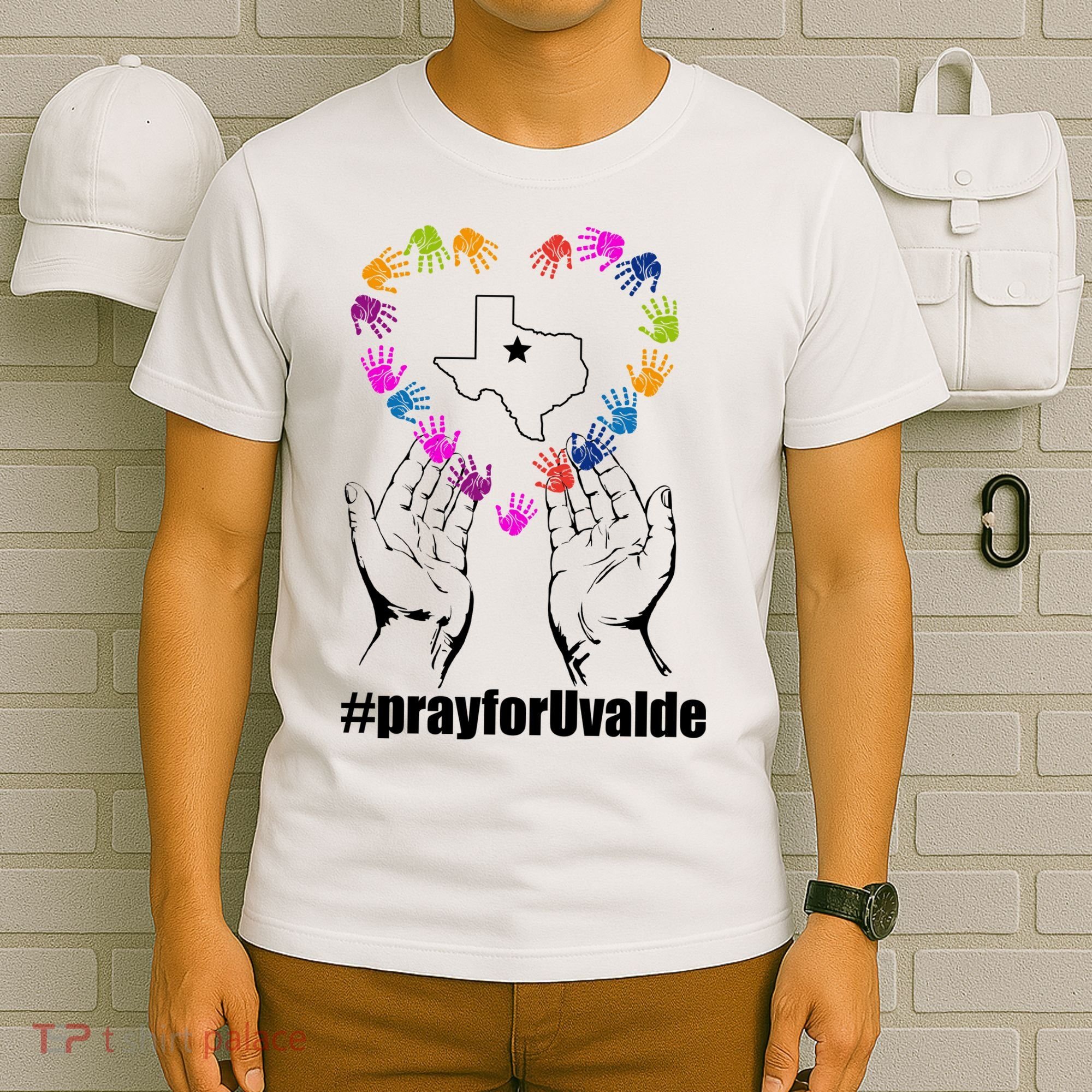 Pray For Uvalde Colorful Handprints T-Shirt