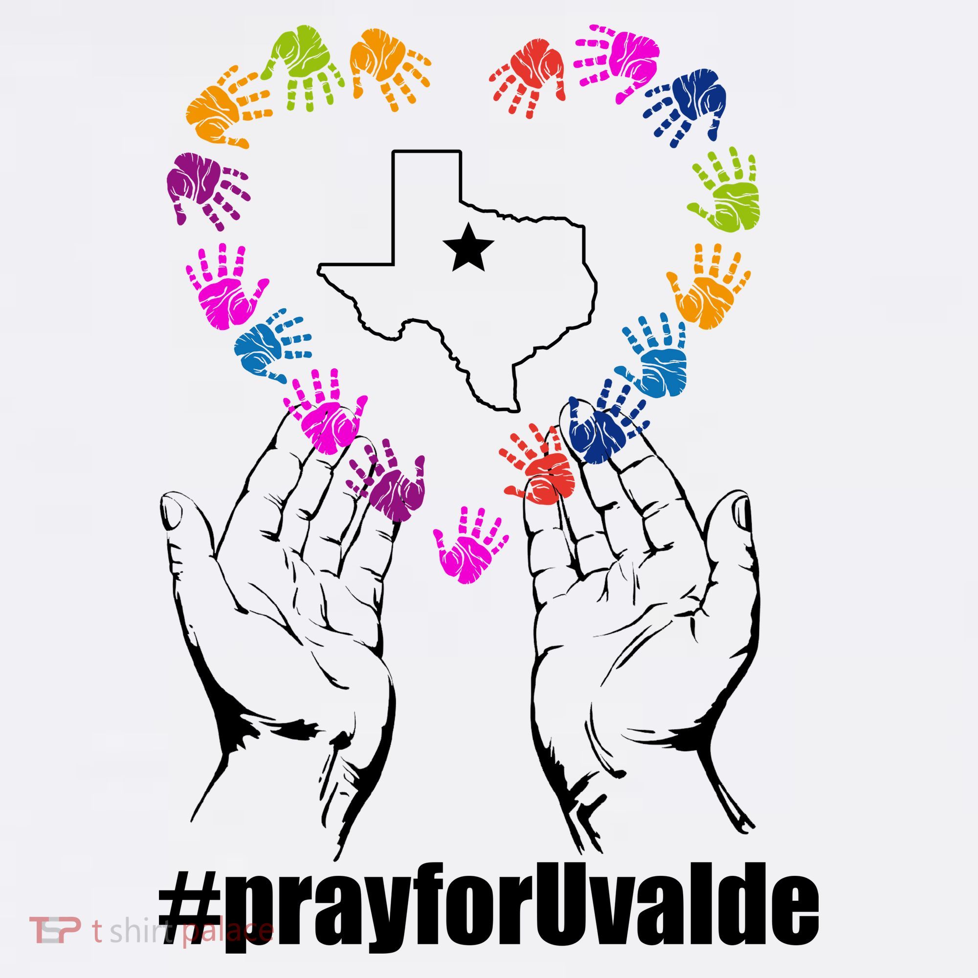 Pray For Uvalde Colorful Handprints T-Shirt