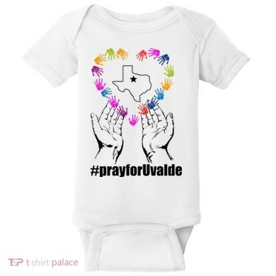 Pray For Uvalde Colorful Handprints Baby Bodysuit