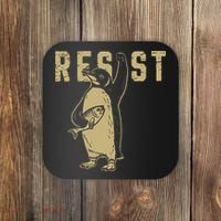 Penguin Flippers Up Resist Funny Penguins Against Trump Coaster thumb 0