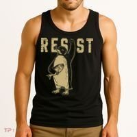 Penguin Flippers Up Resist Funny Penguins Against Trump Tank Top thumb 3