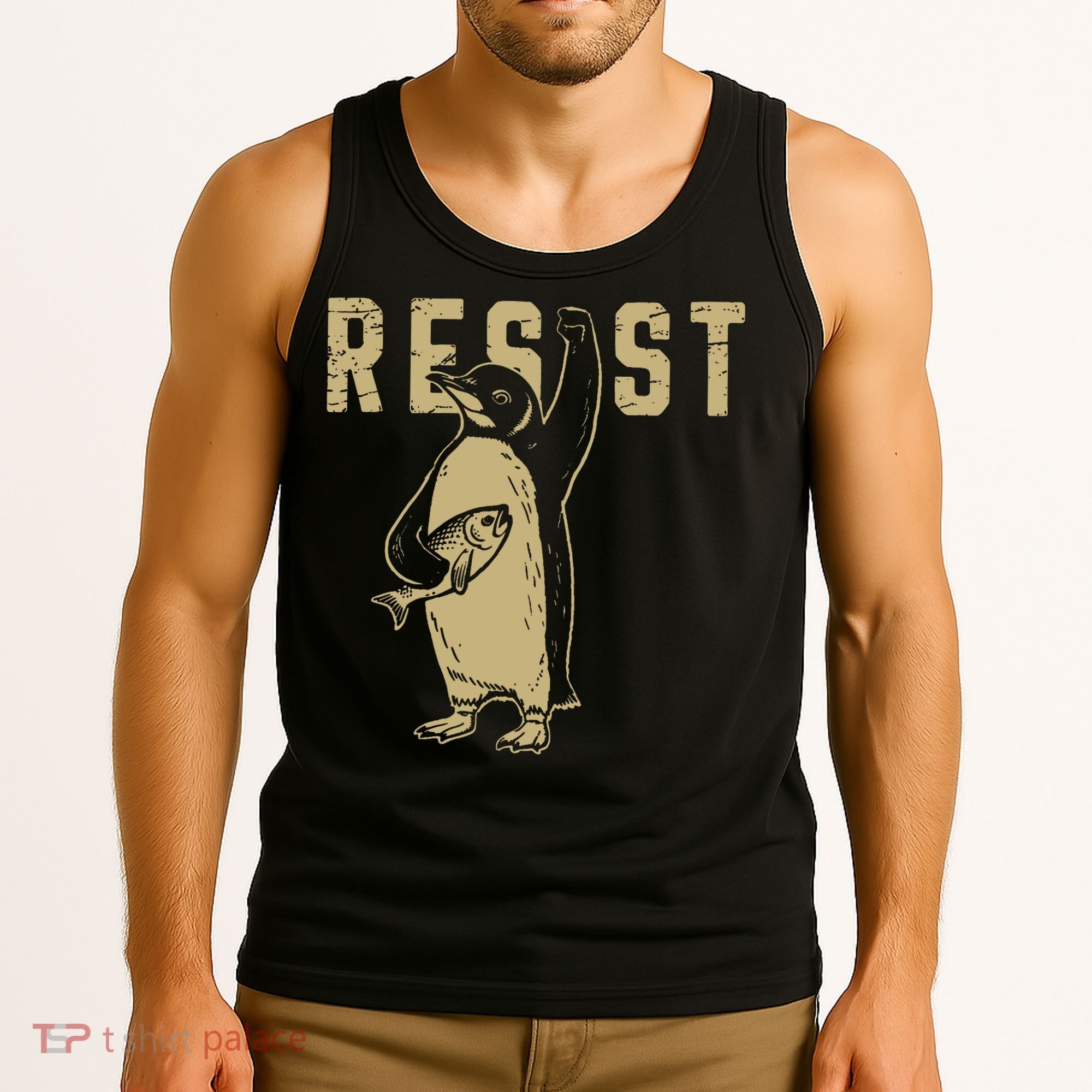 Penguin Flippers Up Resist Funny Penguins Against Trump Tank Top