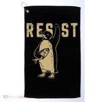 Penguin Flippers Up Resist Funny Penguins Against Trump Golf Towel thumb 0