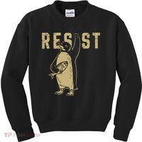 Penguin Flippers Up Resist Funny Penguins Against Trump Kids Sweatshirt thumb 0