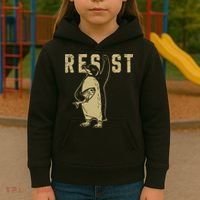 Penguin Flippers Up Resist Funny Penguins Against Trump Kids Hoodie thumb 3