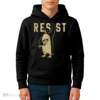 Penguin Flippers Up Resist Funny Penguins Against Trump Kids Hoodie thumb 4