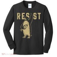 Penguin Flippers Up Resist Funny Penguins Against Trump Kids Long Sleeve Shirt thumb 0