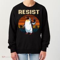 Penguin Flippers Up Resist Funny Penguins Against Trump Women's Sweatshirt thumb 0