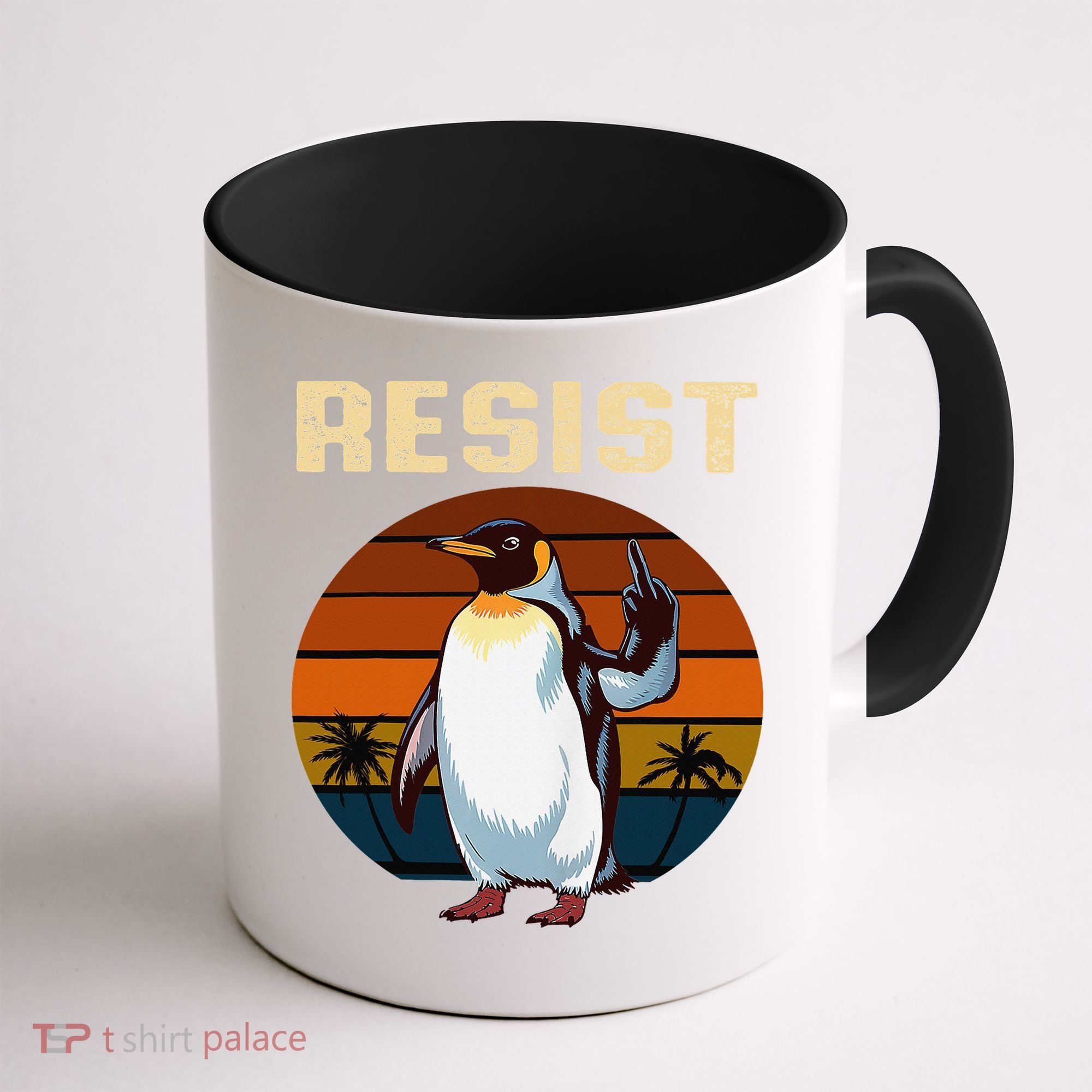Penguin Flippers Up Resist Funny Penguins Against Trump Coffee Mug