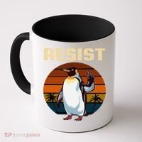 Penguin Flippers Up Resist Funny Penguins Against Trump Coffee Mug thumb 0