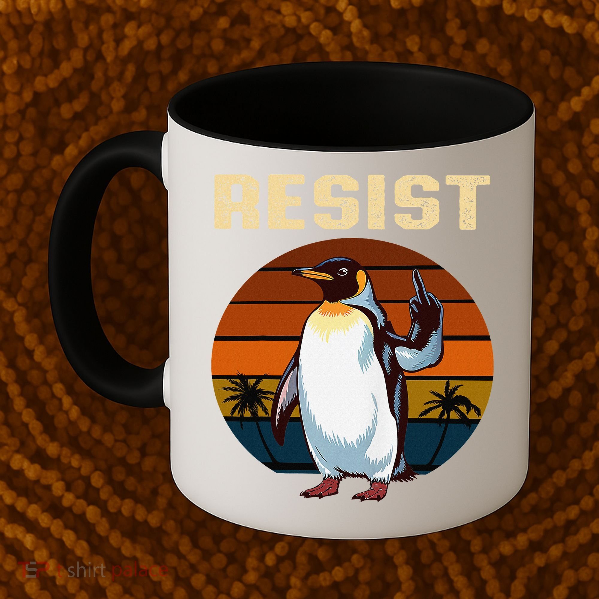 Penguin Flippers Up Resist Funny Penguins Against Trump Coffee Mug