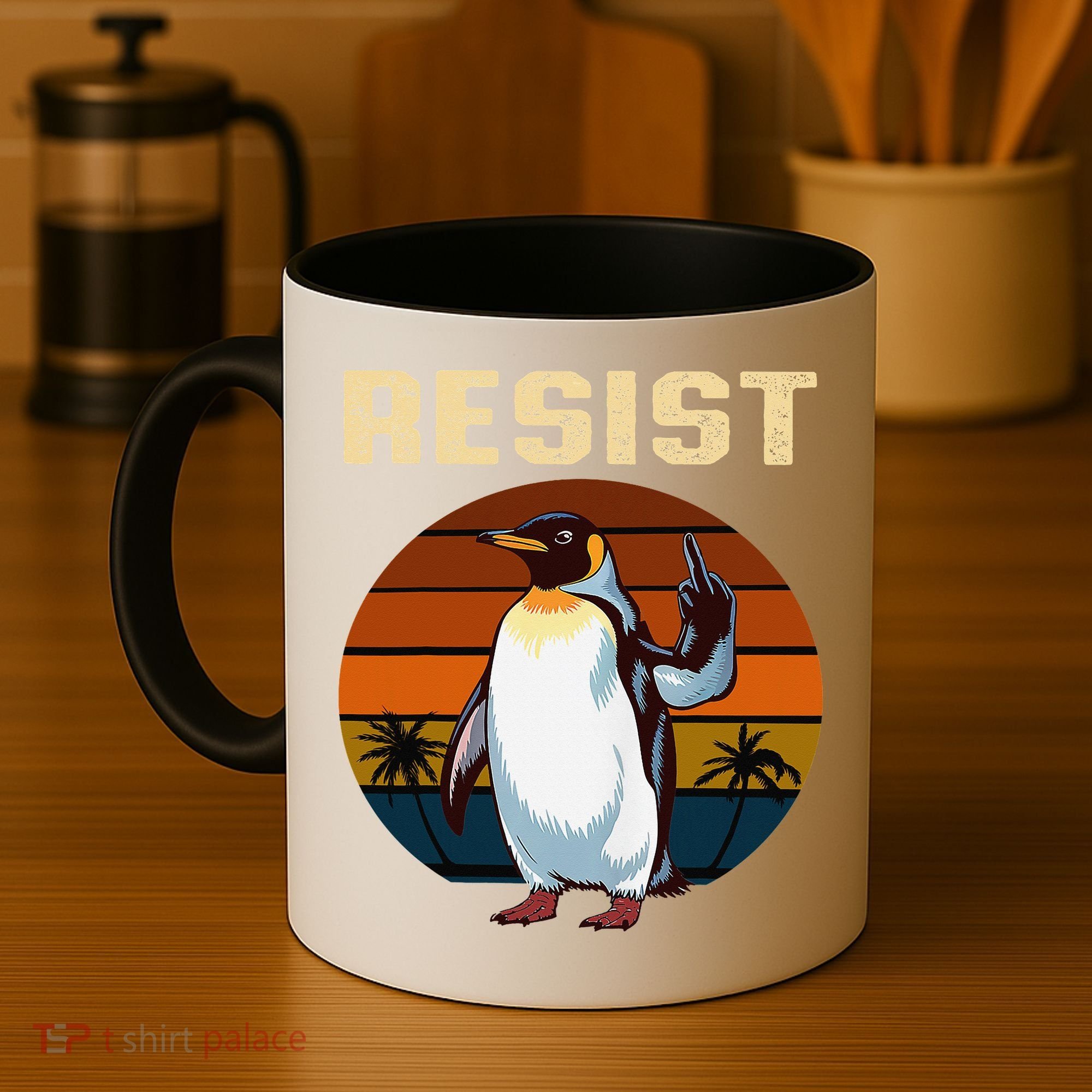 Penguin Flippers Up Resist Funny Penguins Against Trump Coffee Mug