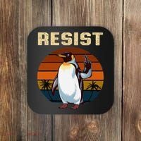 Penguin Flippers Up Resist Funny Penguins Against Trump Coaster thumb 0