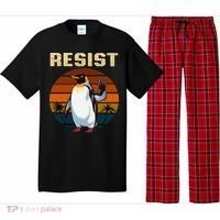 Penguin Flippers Up Resist Funny Penguins Against Trump Pajama Set thumb 0