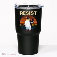Penguin Flippers Up Resist Funny Penguins Against Trump Tumbler thumb 0