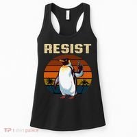 Penguin Flippers Up Resist Funny Penguins Against Trump Women's Tank Top thumb 0