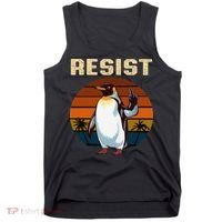 Penguin Flippers Up Resist Funny Penguins Against Trump Tank Top thumb 0