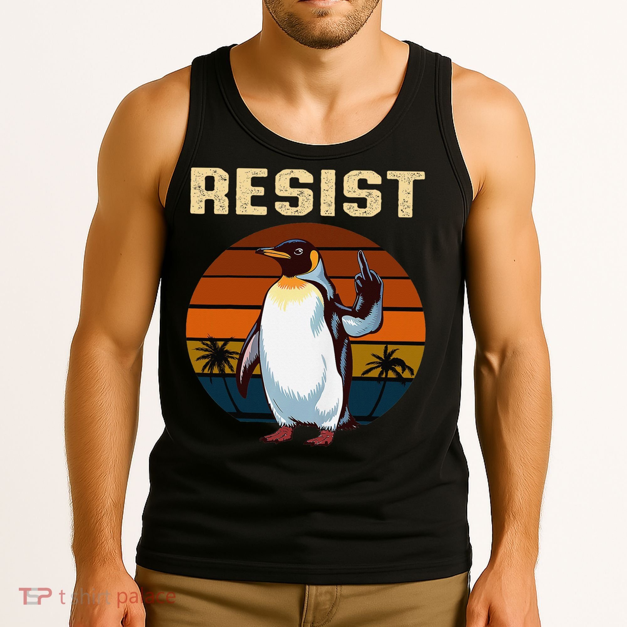 Penguin Flippers Up Resist Funny Penguins Against Trump Tank Top