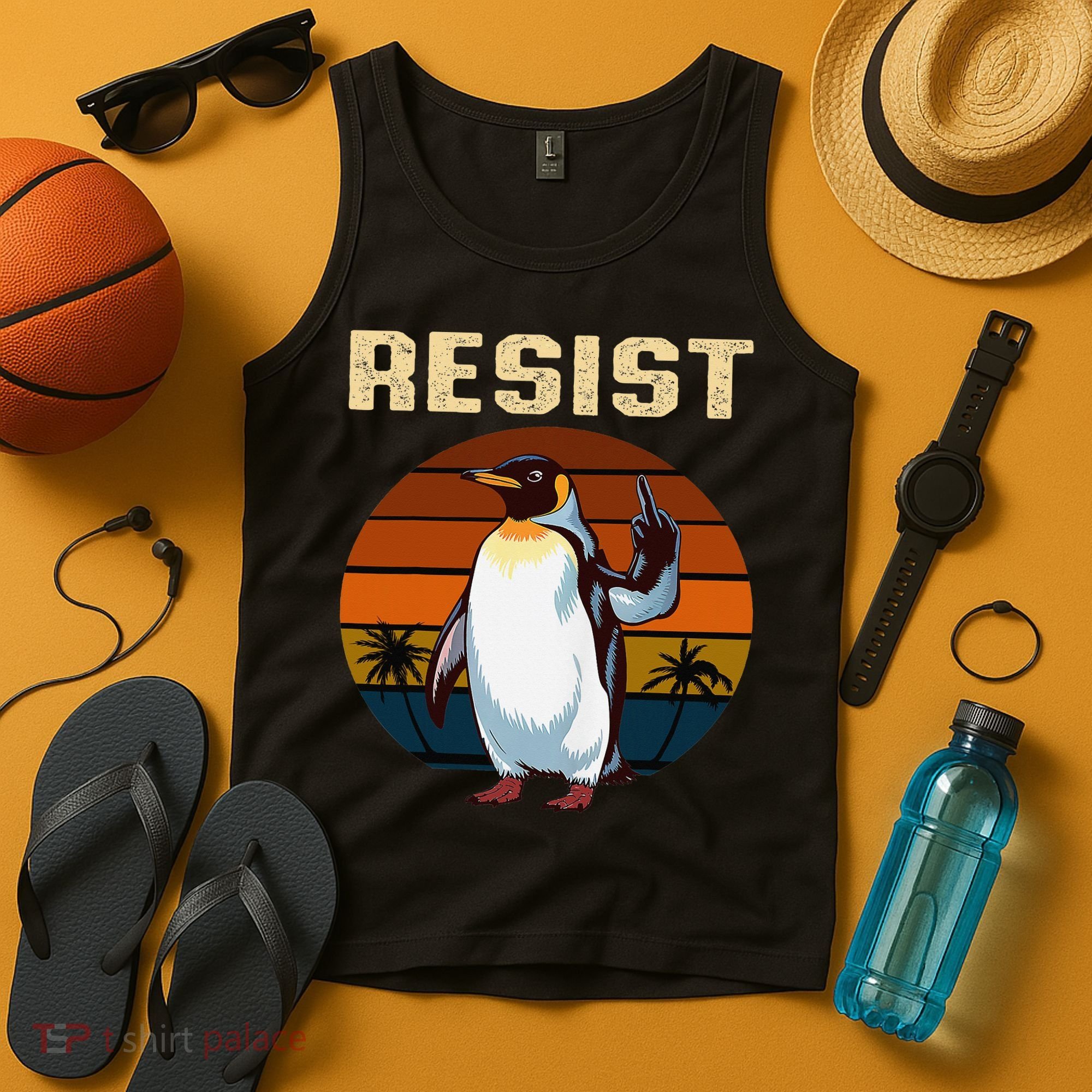 Penguin Flippers Up Resist Funny Penguins Against Trump Tank Top