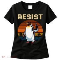 Penguin Flippers Up Resist Funny Penguins Against Trump Women's T-Shirt thumb 0