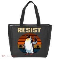 Penguin Flippers Up Resist Funny Penguins Against Trump Tote Bag thumb 0