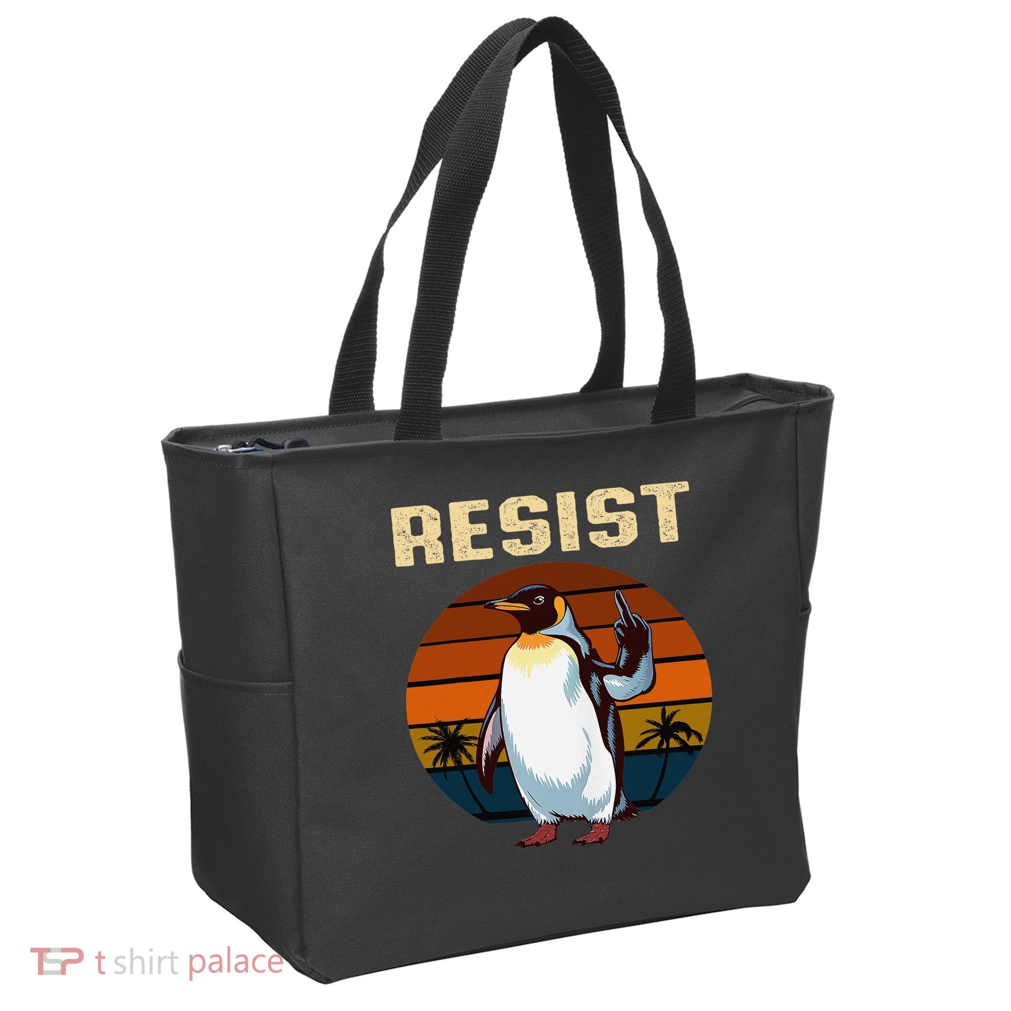 Penguin Flippers Up Resist Funny Penguins Against Trump Tote Bag