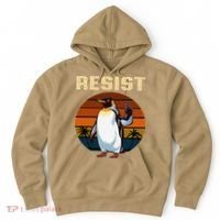 Penguin Flippers Up Resist Funny Penguins Against Trump Hoodie thumb 0
