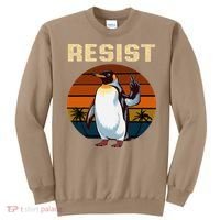 Penguin Flippers Up Resist Funny Penguins Against Trump Sweatshirt thumb 0