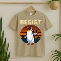 Penguin Flippers Up Resist Funny Penguins Against Trump T-Shirt thumb 2
