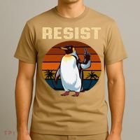 Penguin Flippers Up Resist Funny Penguins Against Trump T-Shirt thumb 3