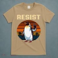 Penguin Flippers Up Resist Funny Penguins Against Trump T-Shirt thumb 5