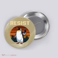 Penguin Flippers Up Resist Funny Penguins Against Trump Button thumb 0