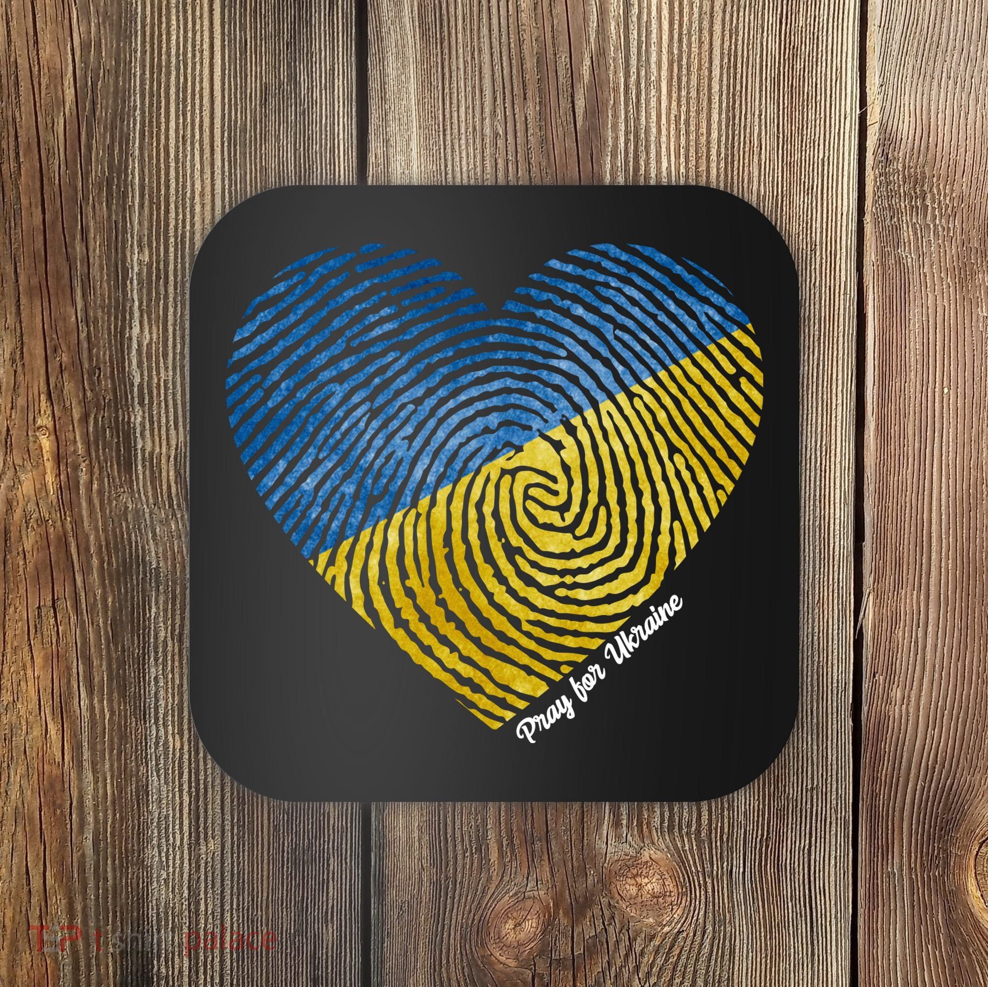 Pray For Ukraine Heart Coaster