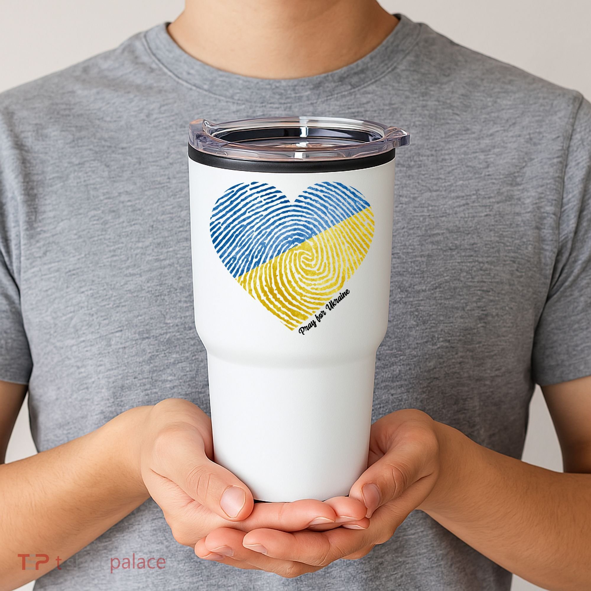Pray For Ukraine Heart Tumbler